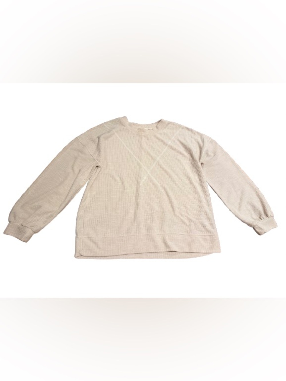 New In Women’s Cozy Waffle Knit Pullover Sweater - Cream Size Large
